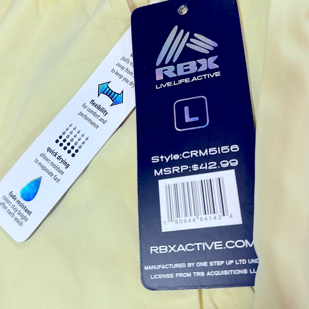 RBX Yellow Moisture Wicking Athletic Shorts LG NWT - Picture 6 of 11